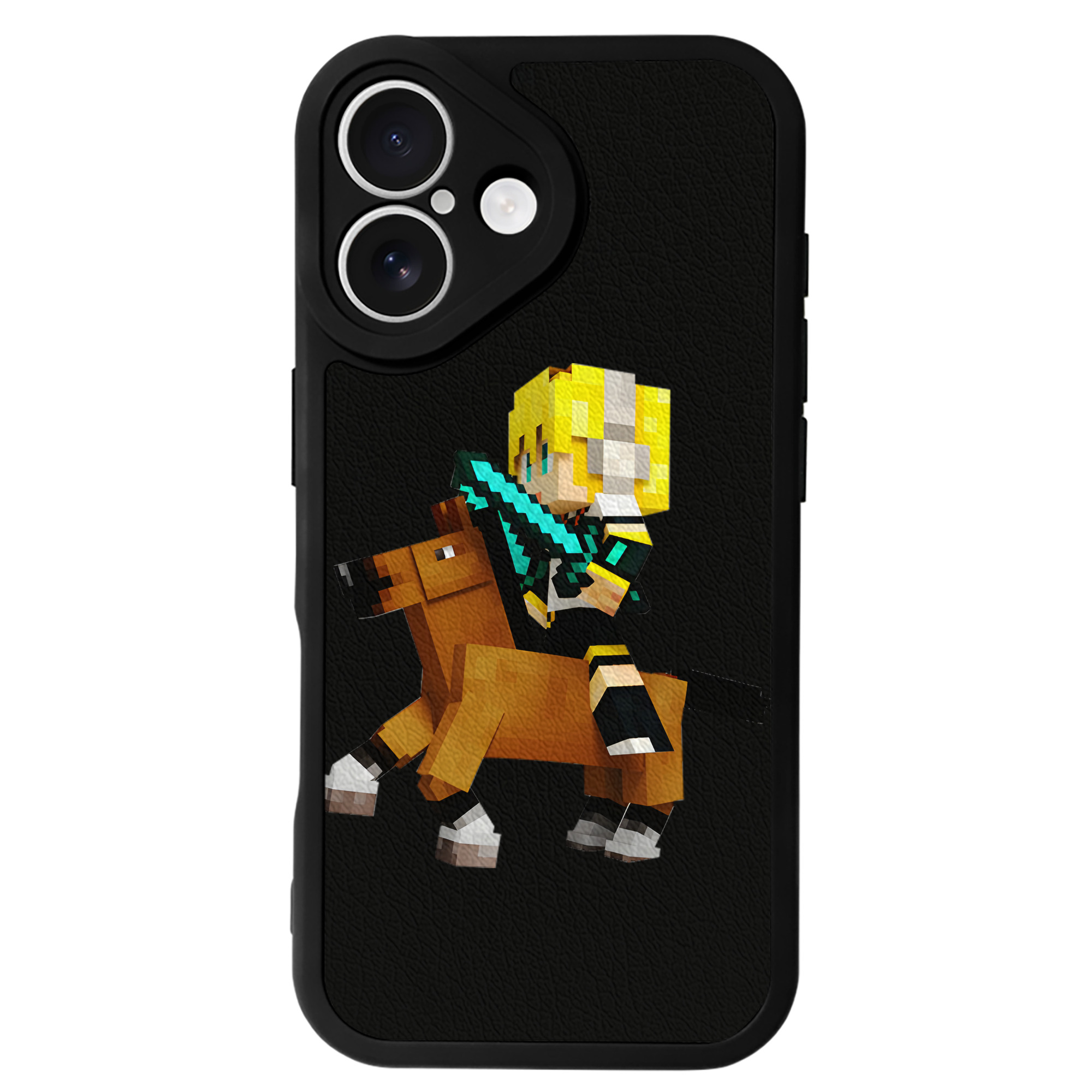 （画像用） マインクラフト ブロックの世界 Minecraft MC Block world 【iPhone 16シリーズ対応】シリコンスマホケース（レザー調） 材質：シリコン